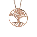 Rosy Tree Of Life Medallion Pendant Necklace