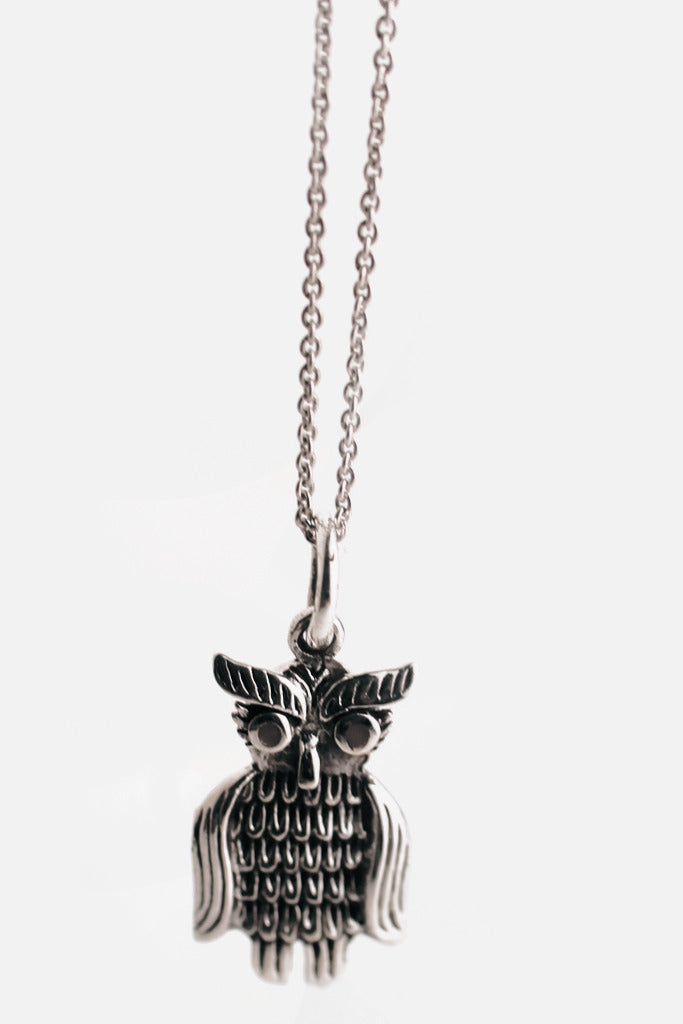 Sterling Silver Wise Owl Charm Necklace