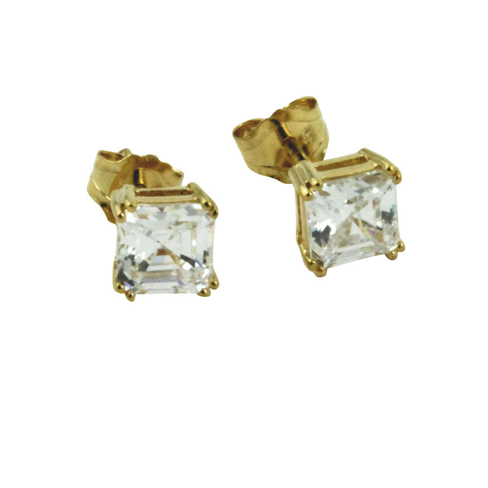 Asscher-Cut CZ Stud Earrings