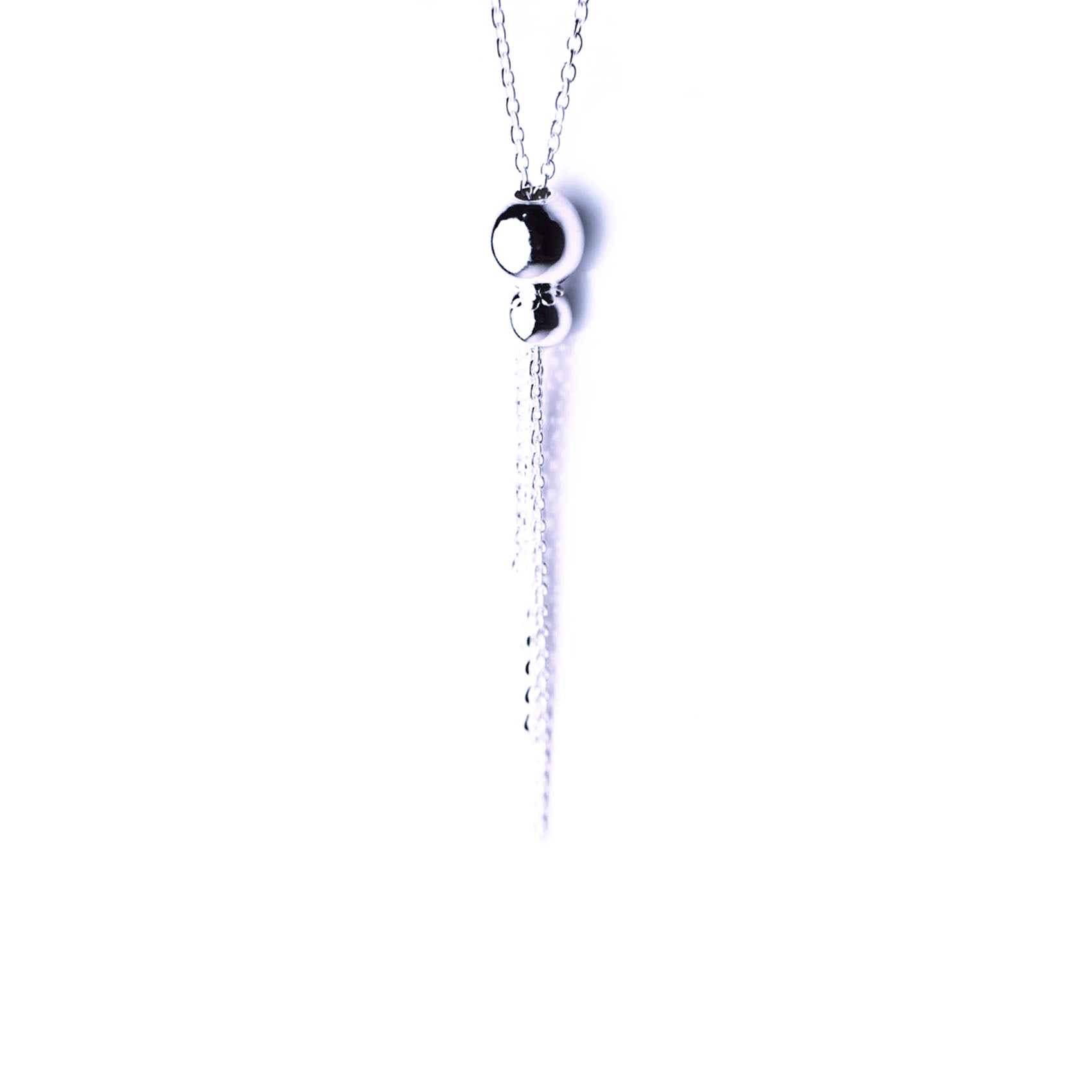 Sterling SIlver Bead Tassel Chain Necklace