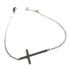 Blackened Silver Horizontal Cross Bracelet