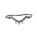 "Flower Deco" Blackened Silver & CZ Palm Cuff Bangle Handlet