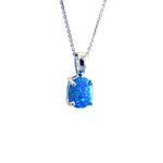 Sterling Silver Black Opal Solitaire Pendant Necklace
