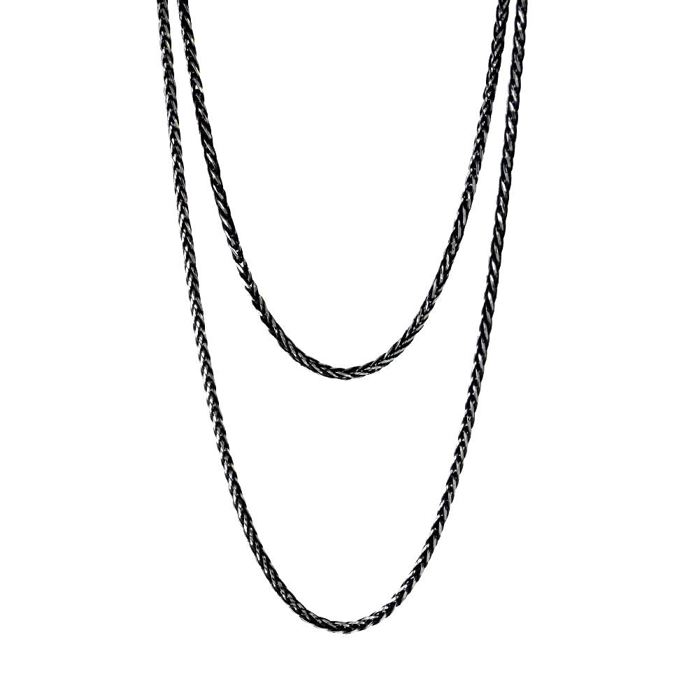 Blackened Sterling Silver Thin Snake Chain Necklace 16 inch - 24 inch Black Rhodium Plated Silver / 16 inch