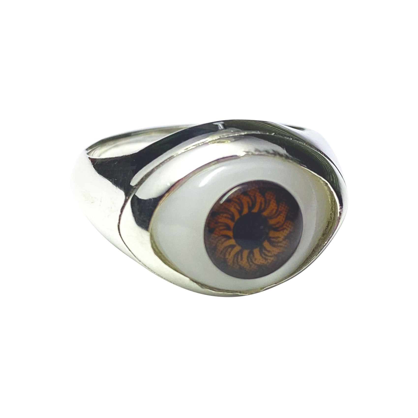 "I C U" Sterling Silver Brown Evil Eye Ring