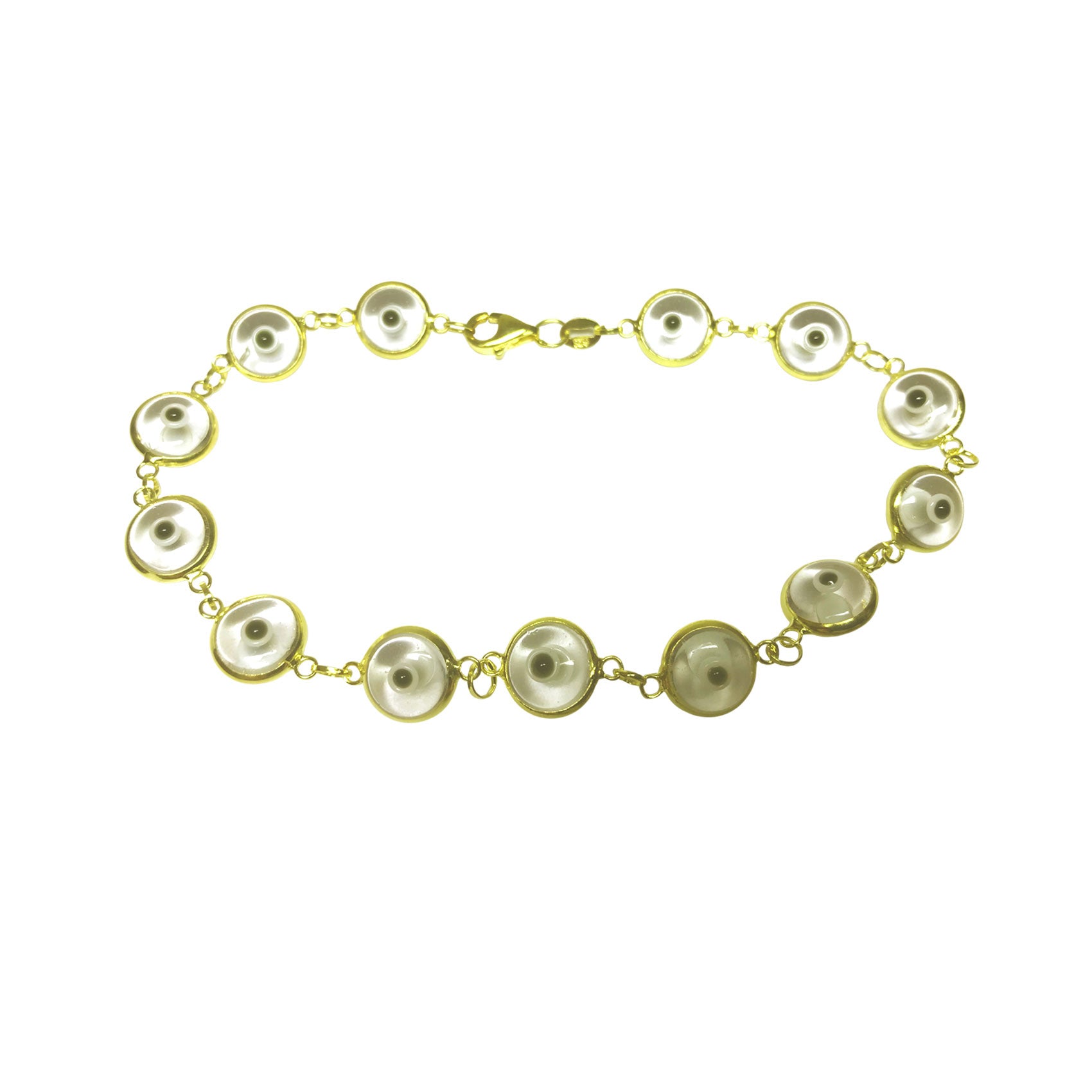 Gold-Dipped Clear Evil Eye Bracelet