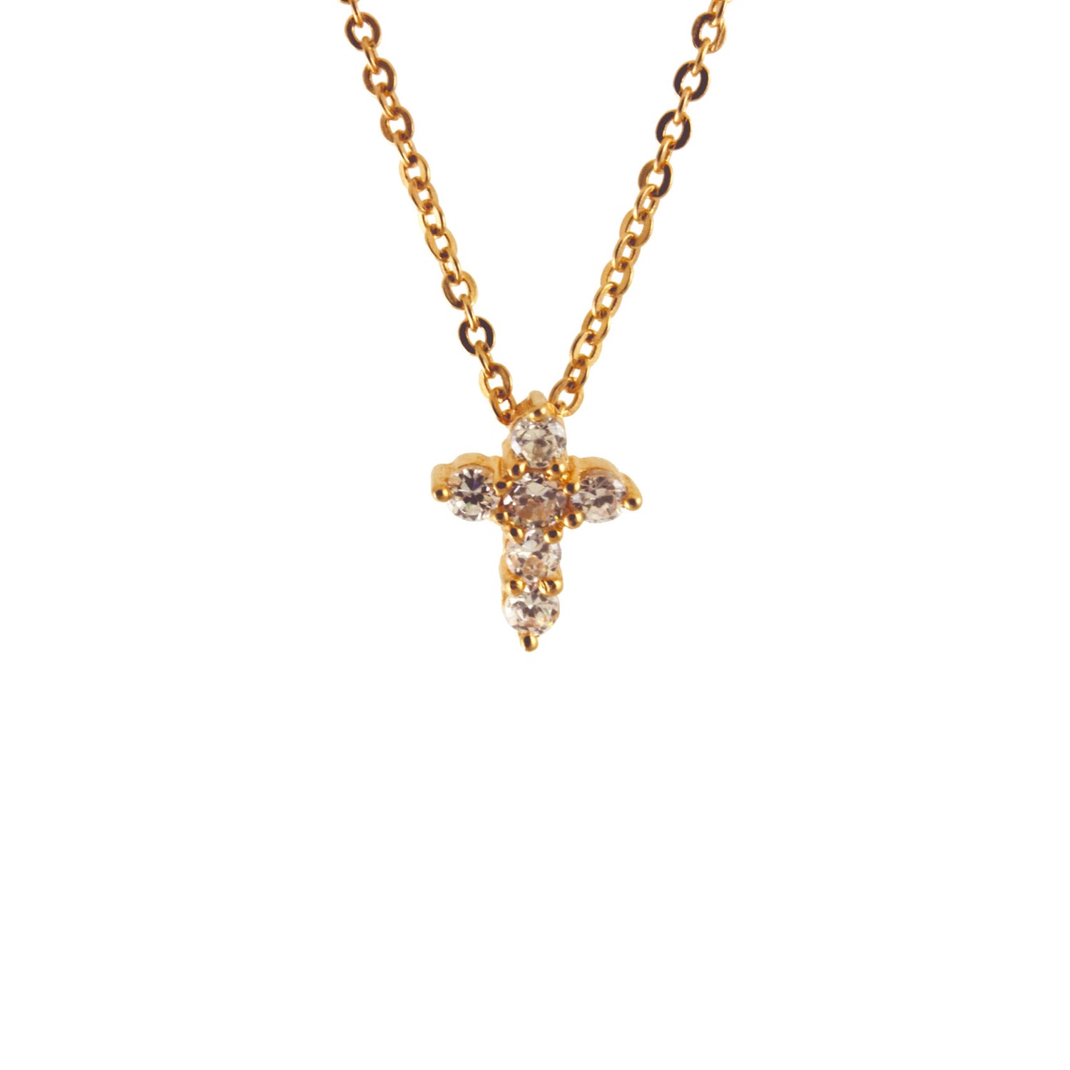 Sterling Silver CZ Mini Cross Necklace