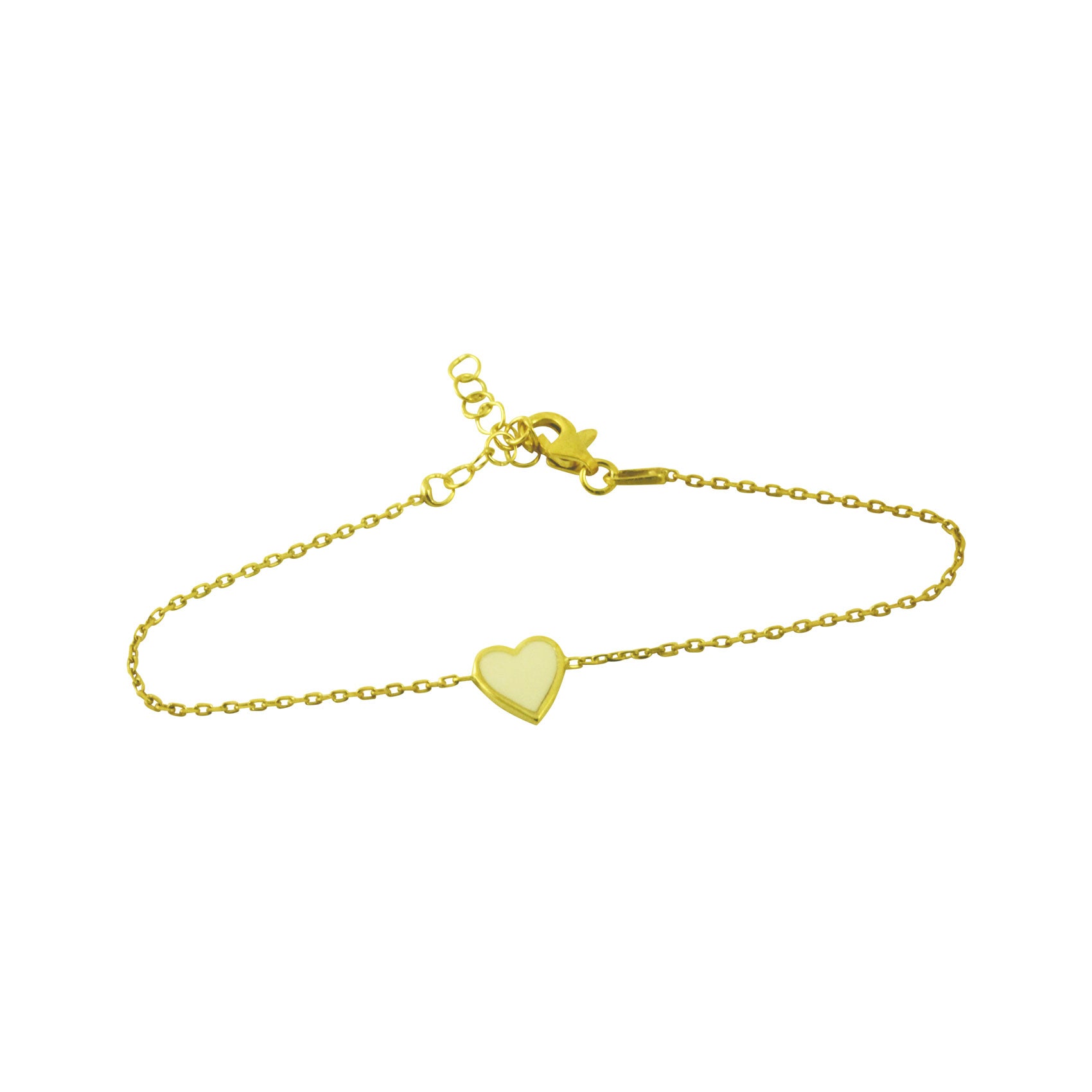 Gold-Dipped White Heart Enamel Bracelet