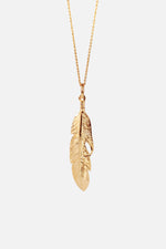 Gold-Dipped Feather Pendant Charm Necklace APOP EXCLUSIVE