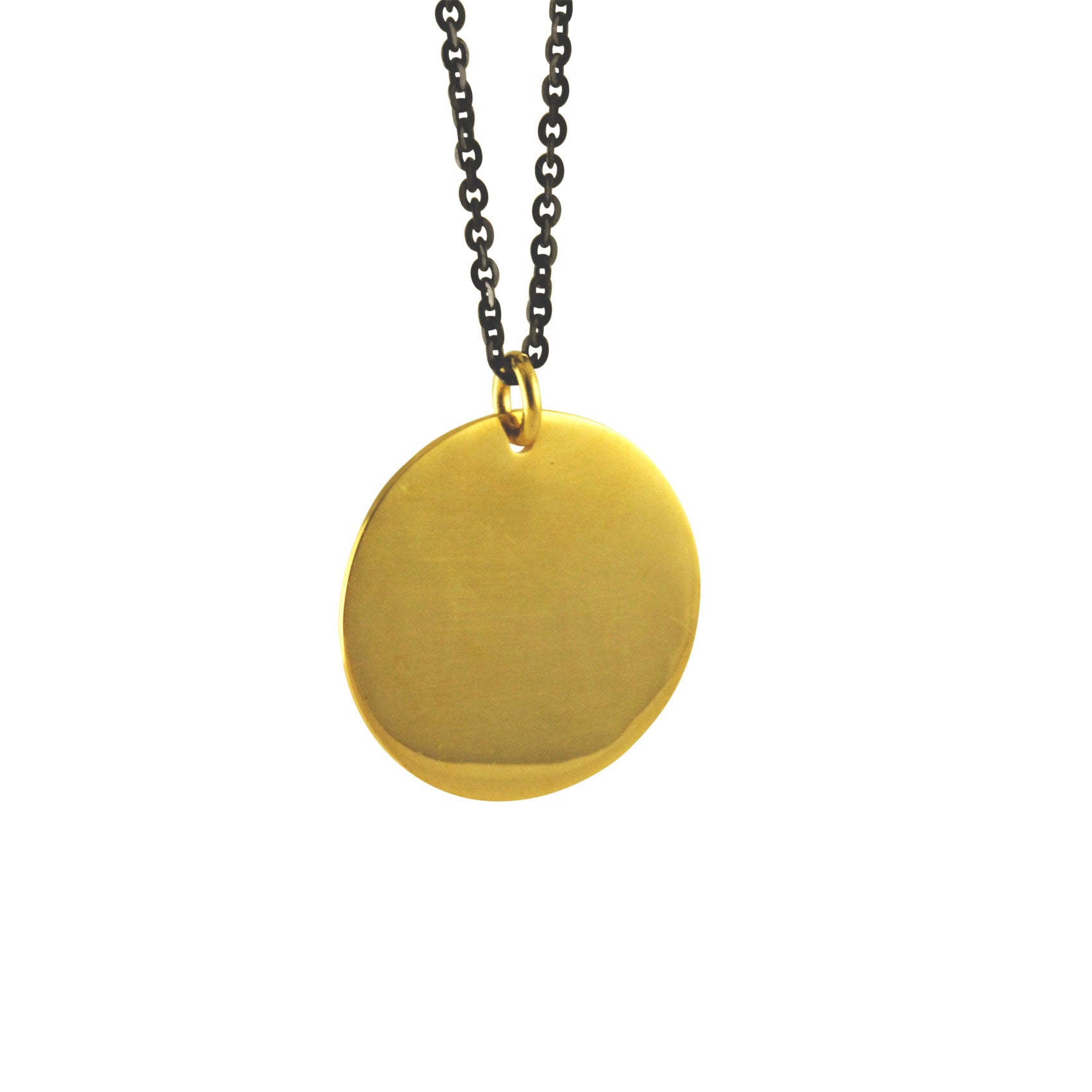 Gold Plated Plain Round Disc Pendant Necklace 16 inch 30 inch
