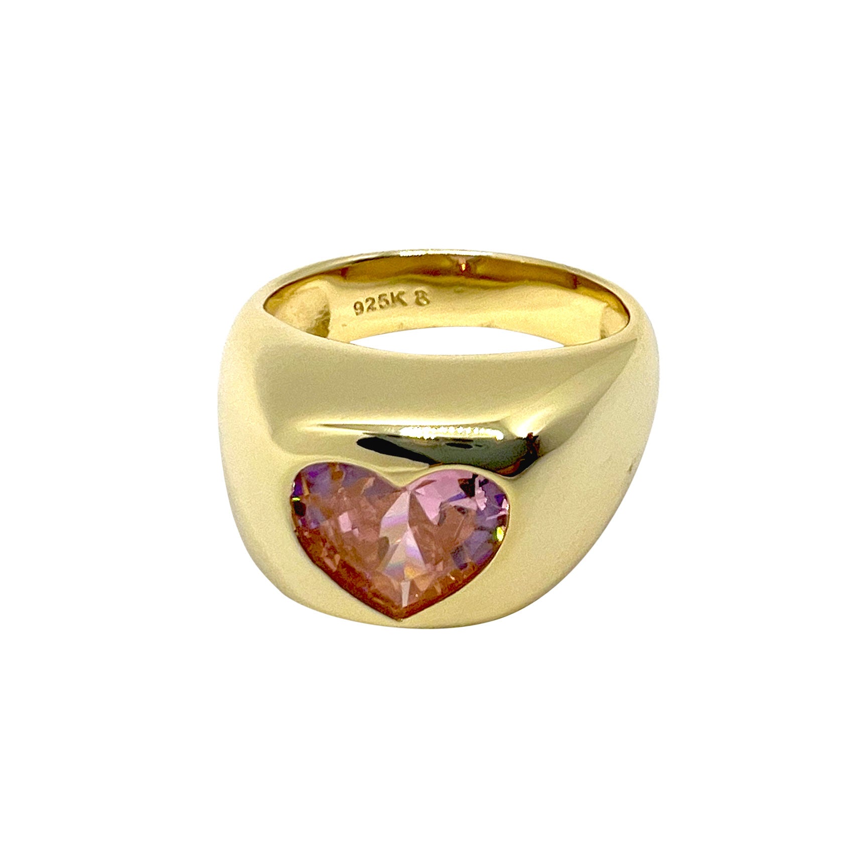 Gold Pink Heart Ring
