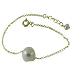 Gold-Dipped Natural "Baroque" Single Pearl Bracelet 7 inch