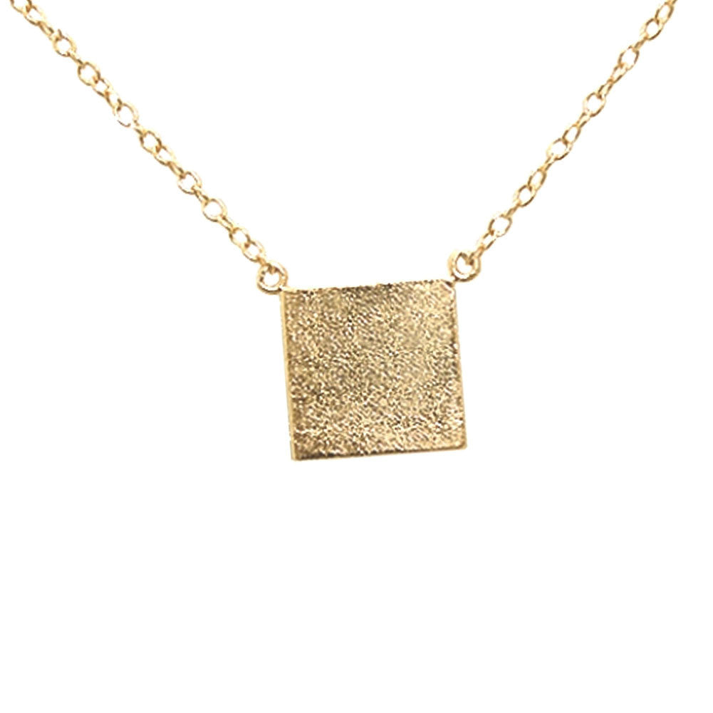 Sterling Silver Plain Square Pendant Necklace