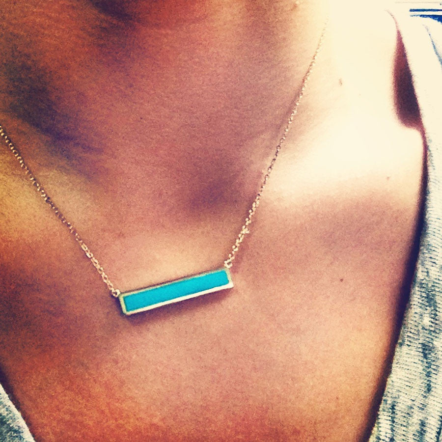 Sterling Silver Turkoise Slice Necklace