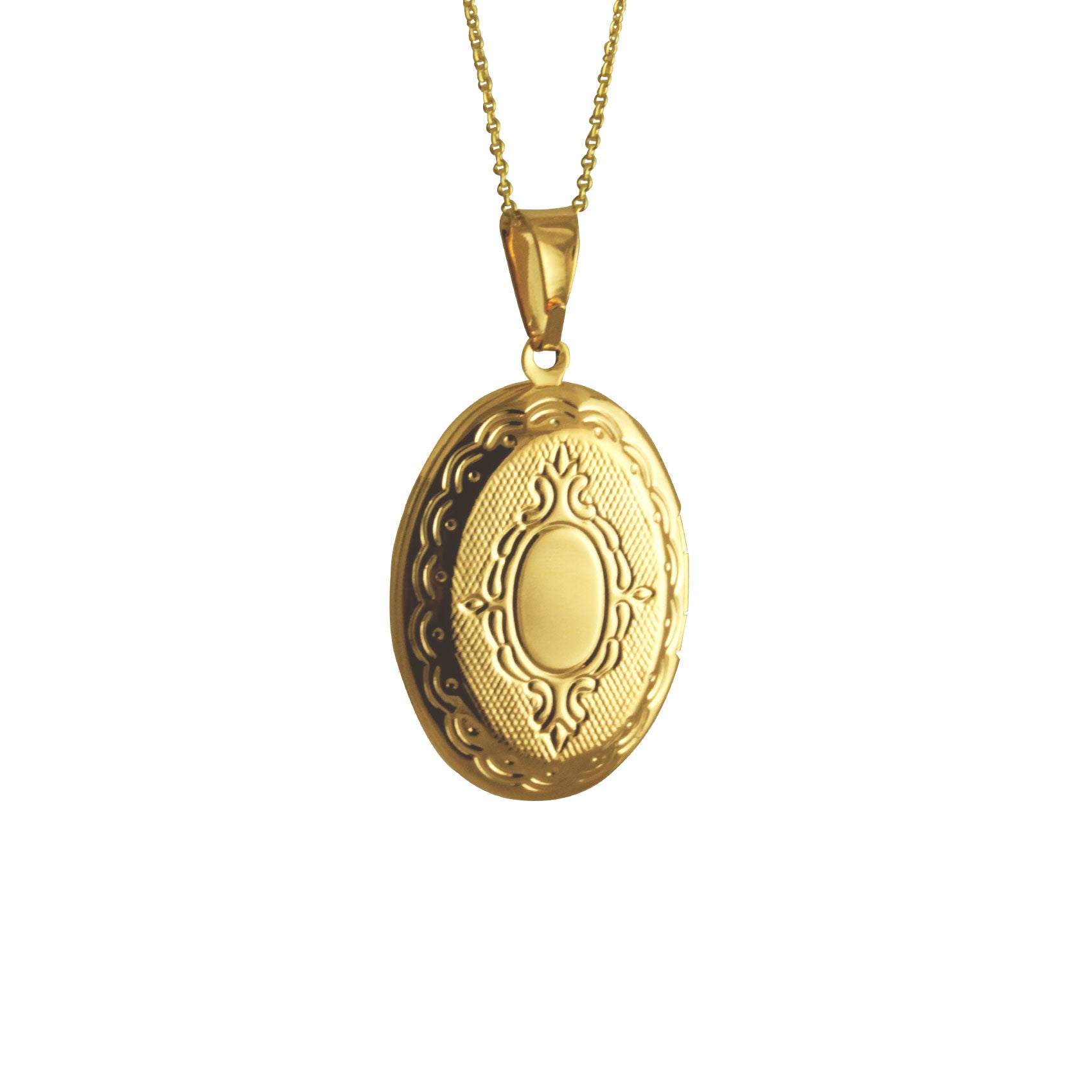 Gold Vintage Style Oval Locket Pendant