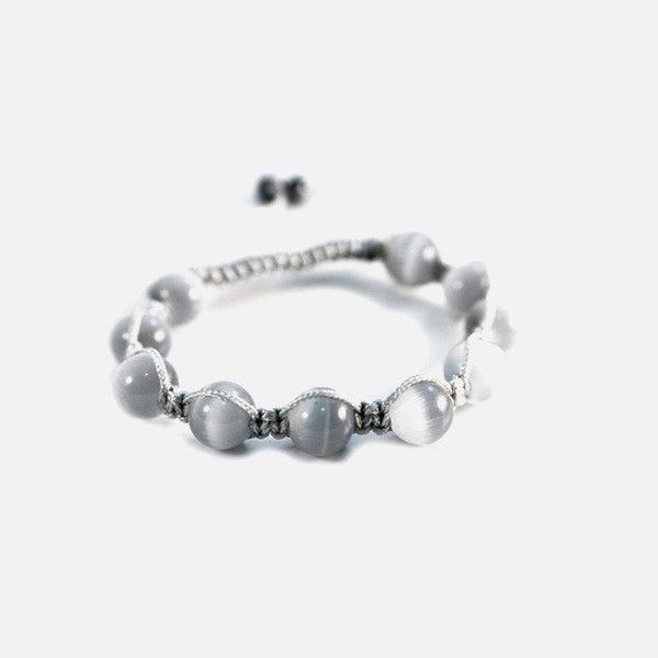 Grey Stone Beaded Friendship Macrame Bracelet