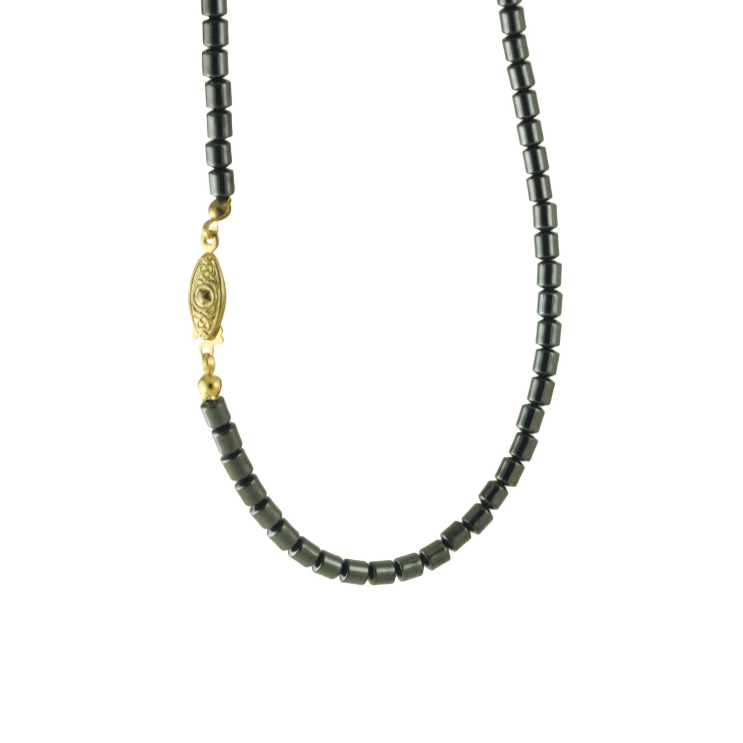 Hematite Stone Beaded Strand Necklace