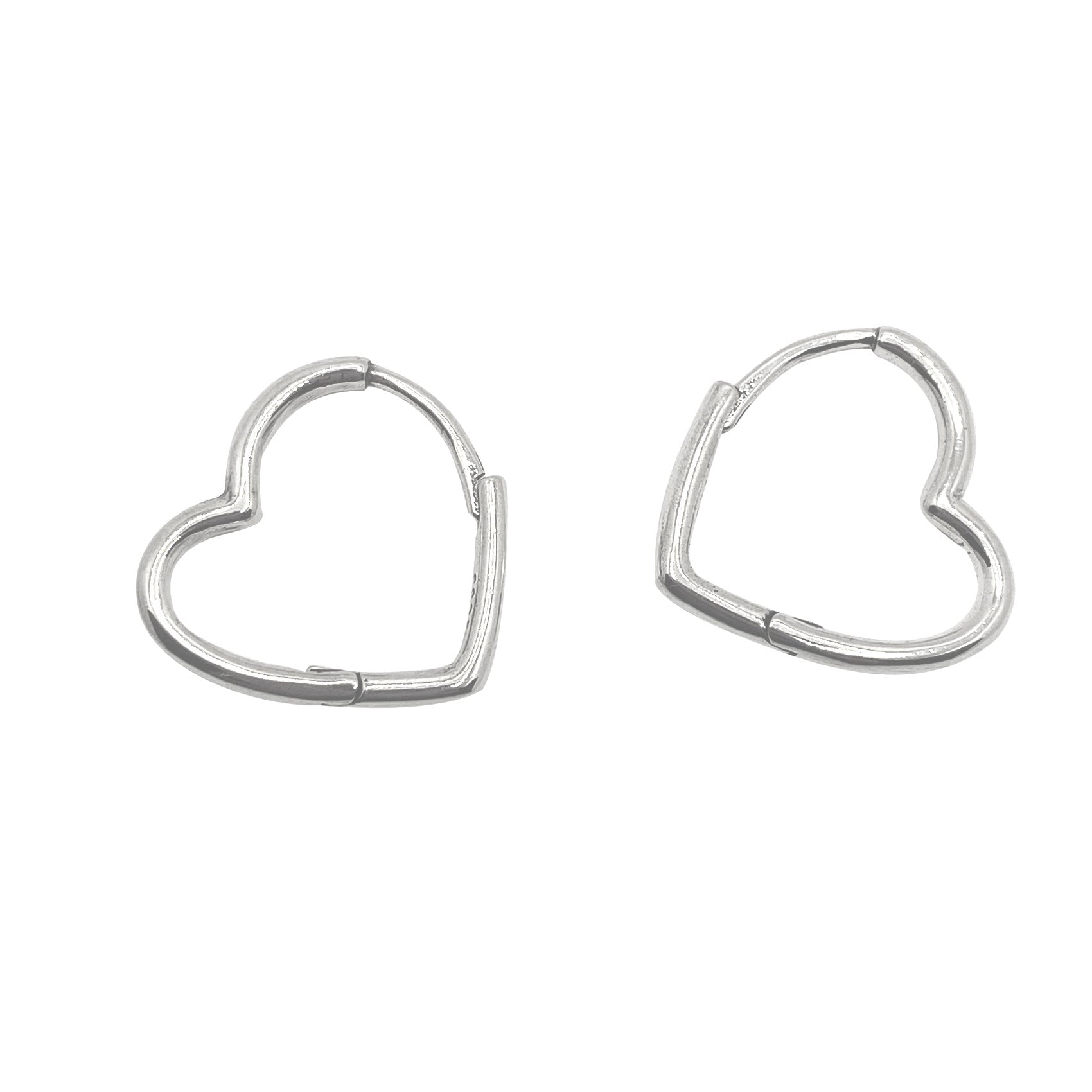 Sterling Silver Heart Shaped Hoop Earrings