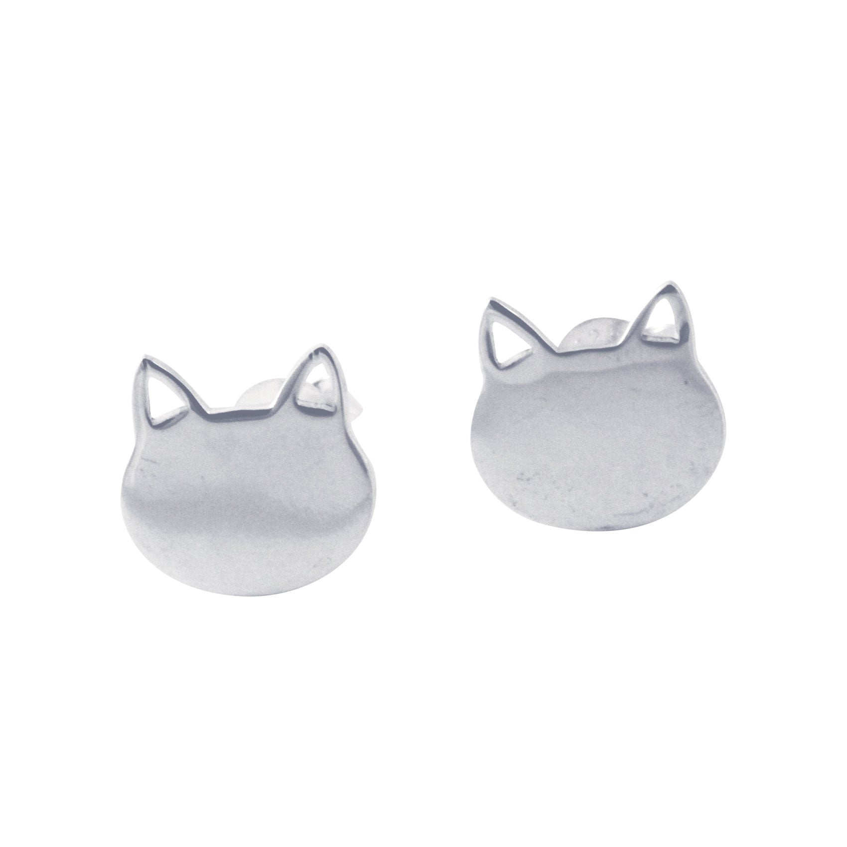 Sterling Silver Kitty Cat Stud Earrings