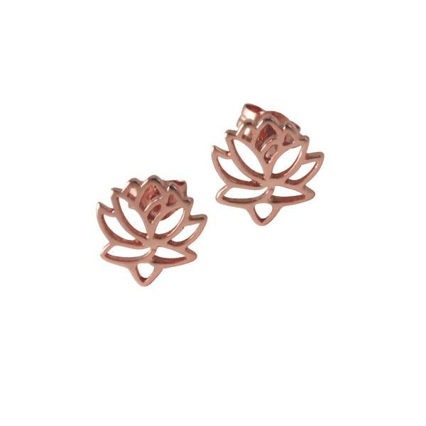 Sterling Silver Lotus Stud Earrings Flower