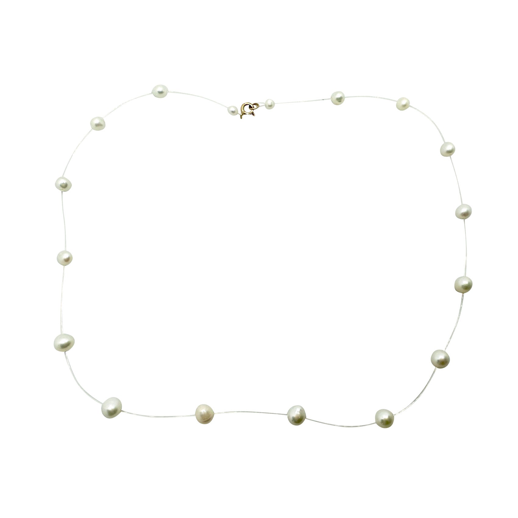 Floating Pearl Necklace 14k Clasp