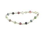 Sterling Silver Multi-Color Pastel Rainbow Stone Bracelet