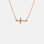 Mini Sideways CZ Cross Necklace
