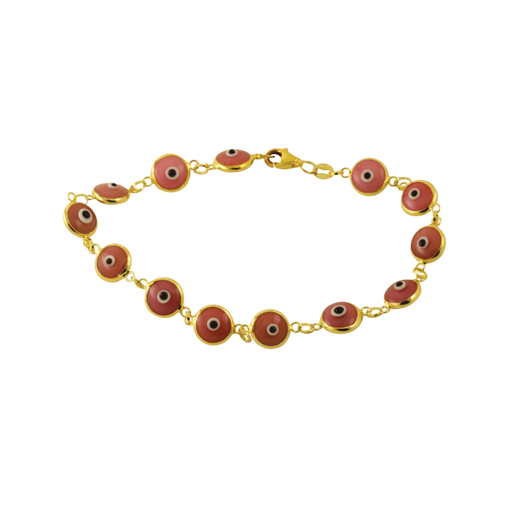 Gold-Dipped "Blossom Pink" Evil Eye Bracelet