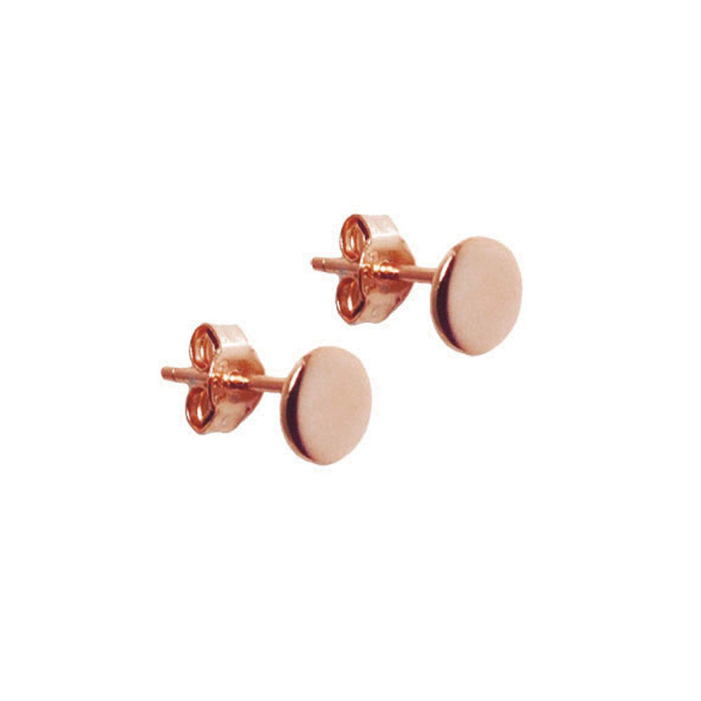 Rosy Round Circle Disc Stud Earrings Mini