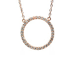 Rosy Circle Pendant Necklace 17 inch