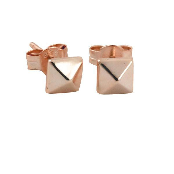 "Tiny" Sterling Silver Pyramid Square Stud Earrings Mini