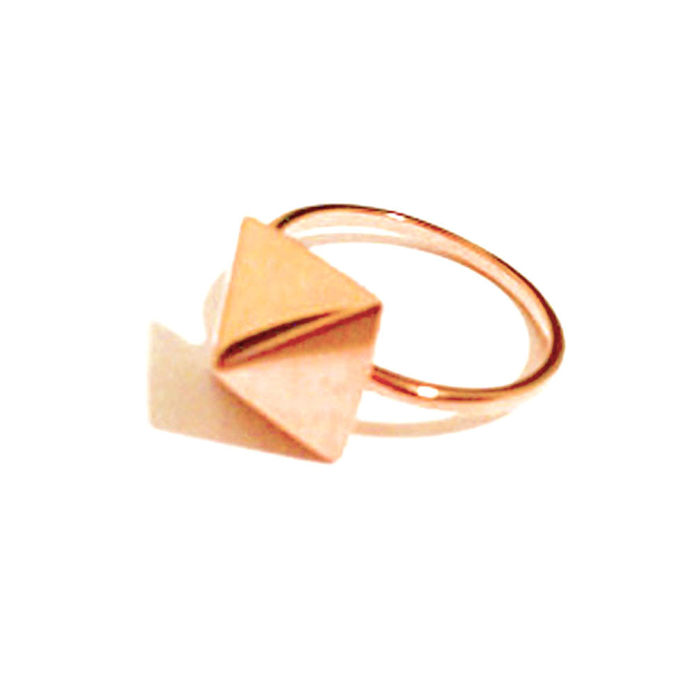 Rosy Pyramid Square Stud Ring