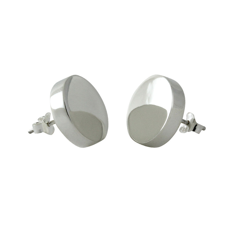 "Signet" Sterling Silver Round Stud Earrings