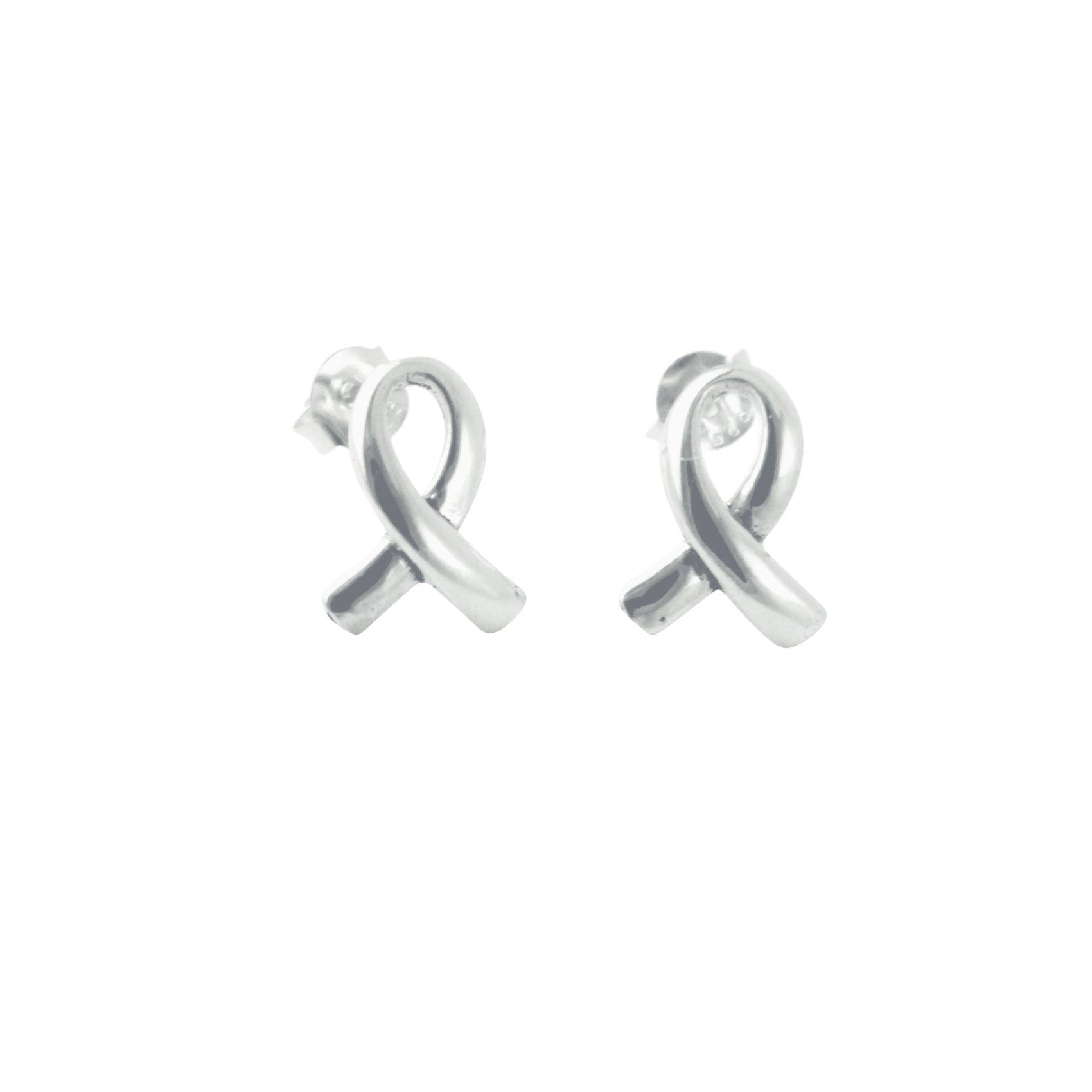 Sterling Silver Ribbon Stud Earrings