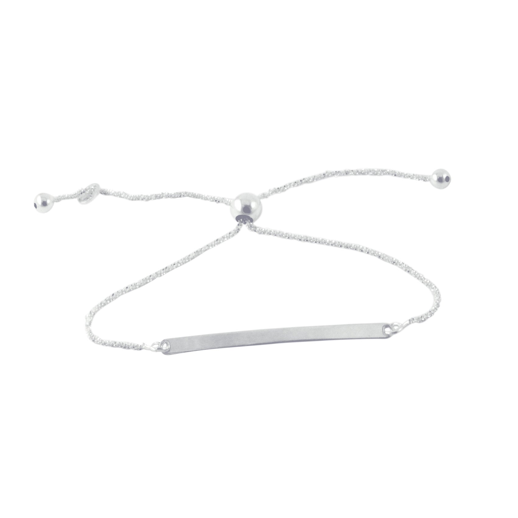 Sparkling Sterling Silver Bar Bolo Bracelet