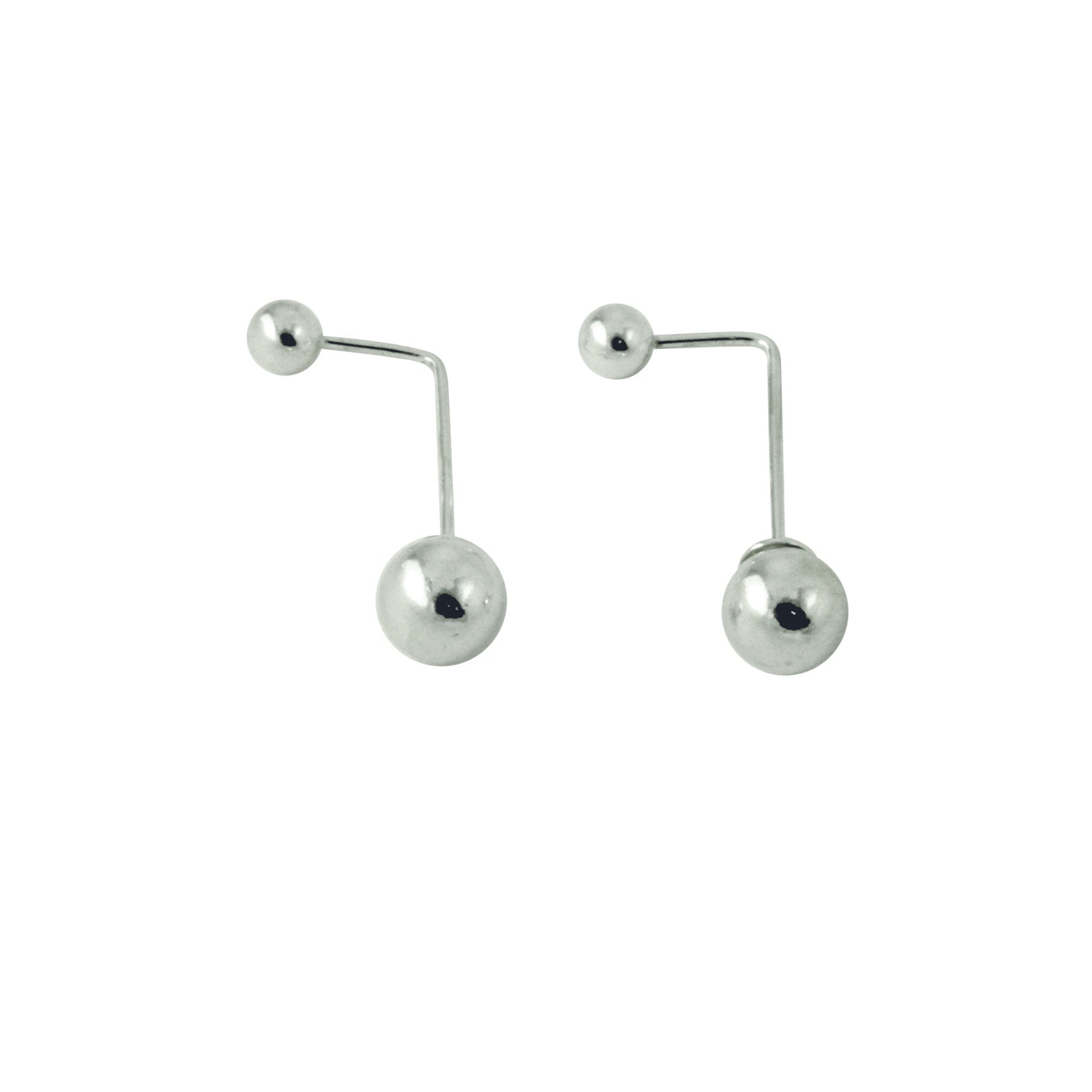 "BarBead" Sterling Silver Double Stud Reversible Earrings