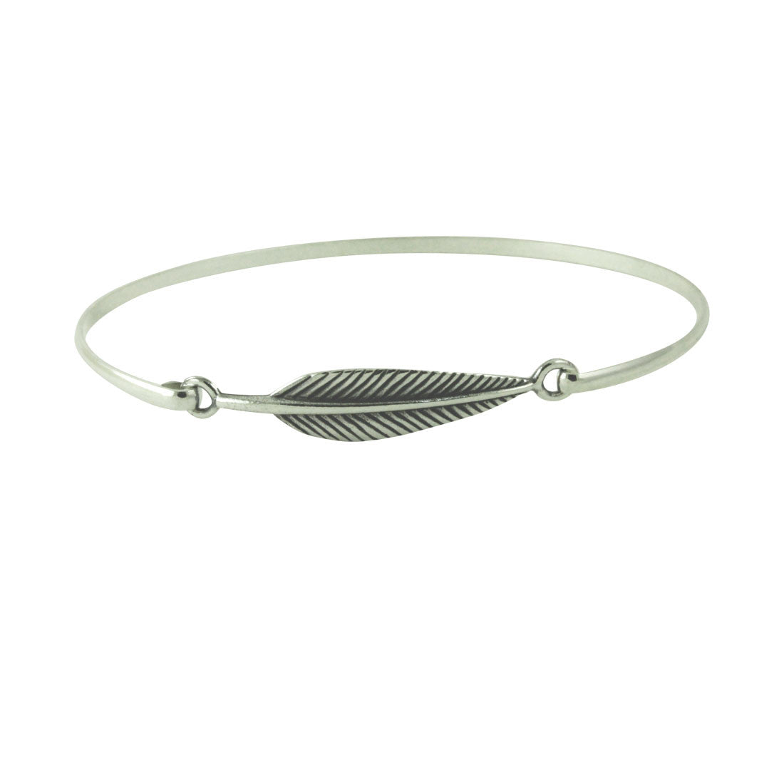 Sterling Silver Feather Bangle Bracelet