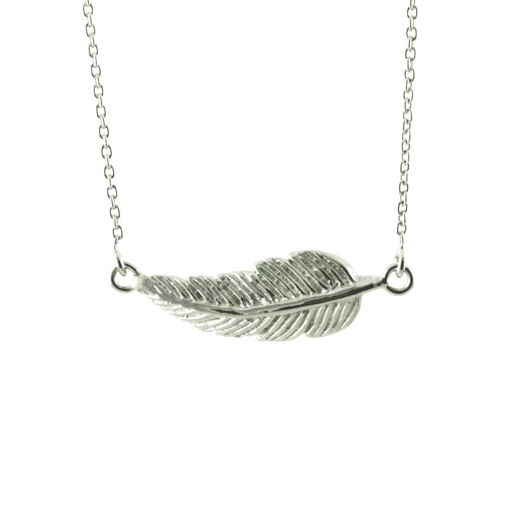 Sterling Silver Feather Pendant Necklace