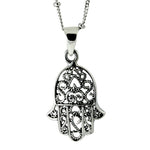 Sterling Silver Filigree Hamsa Pendant Necklace