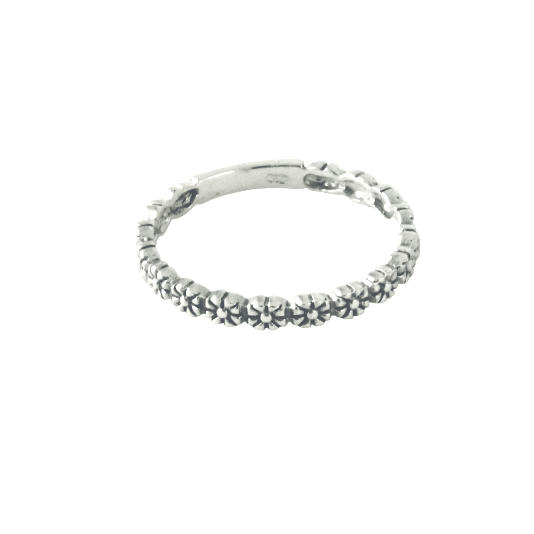 Sterling Silver Flower Band Stacking Ring