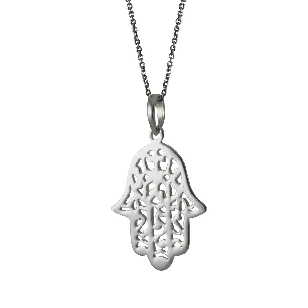 Sterling Silver Hamsa Pendant Necklace