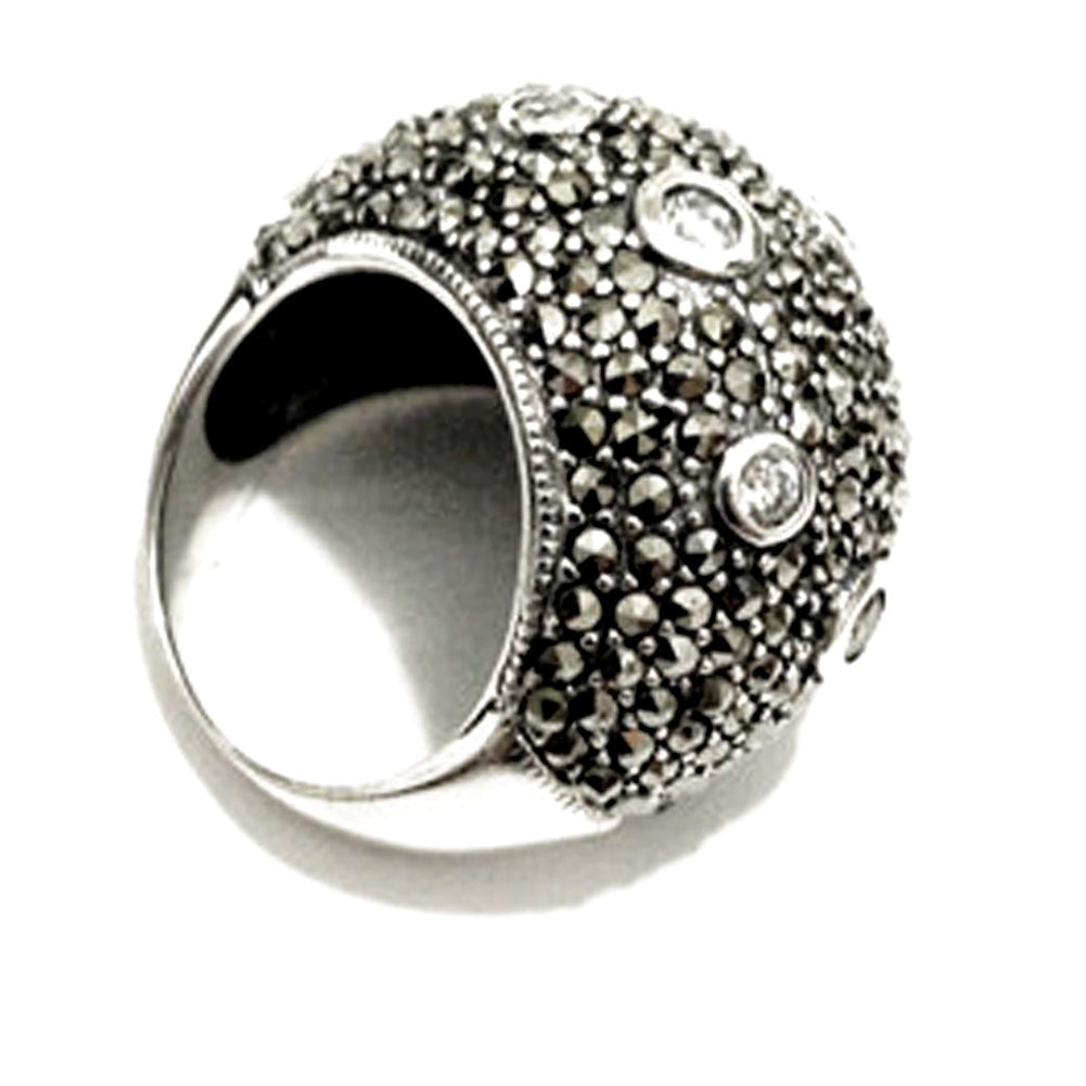 Sterling Silver Marcasite "Bubble" Dome Cocktail Ring
