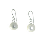 Sterling Silver Pearl Round Drop Earrings