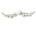 "Poppy Pearls" Sterling Silver Ear Pin Climber Stud Earrings