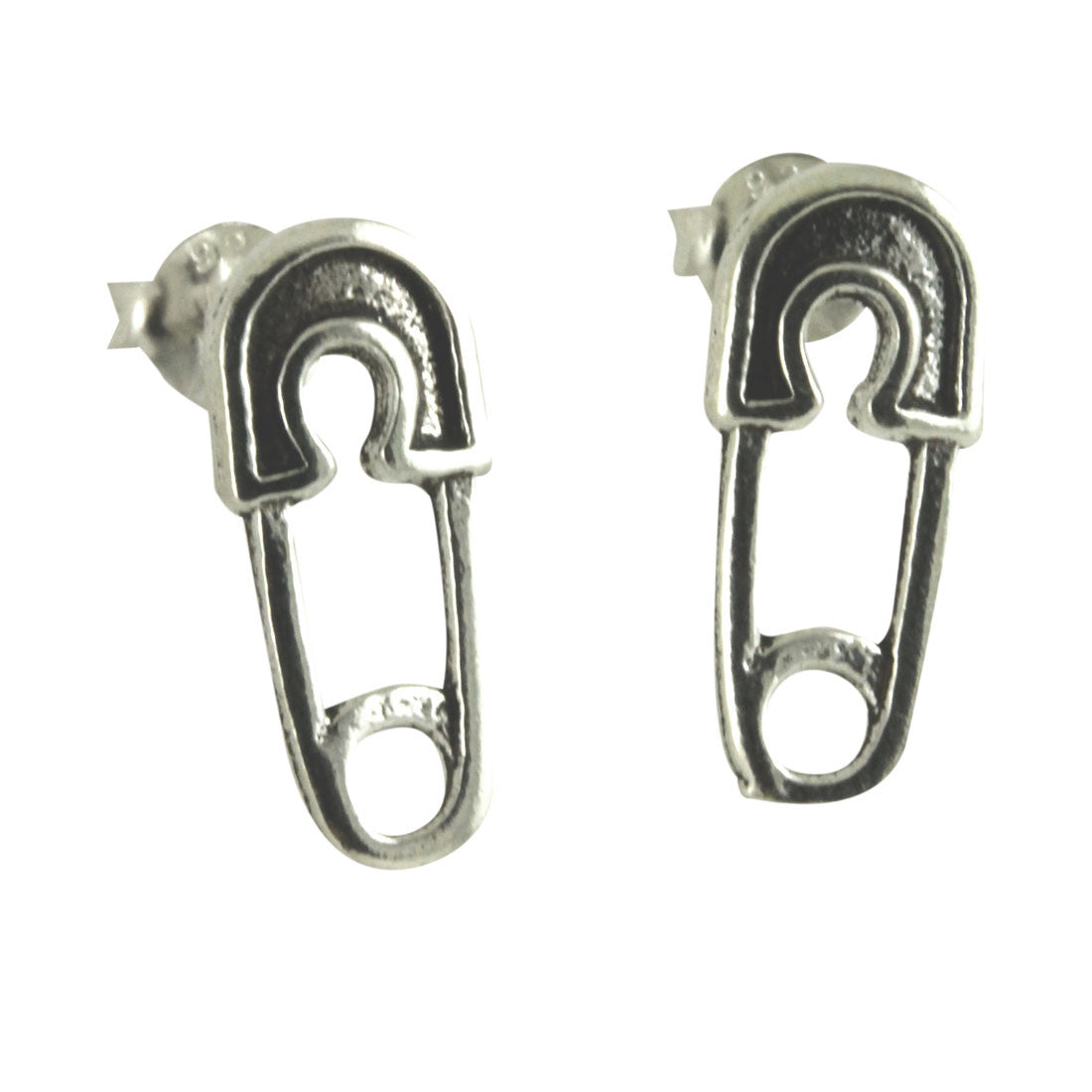 Sterling Safety Pin Stud Earrings