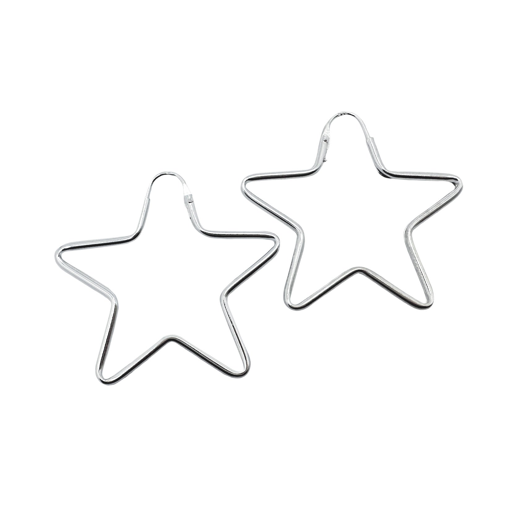 Sterling Silver Star Hoop Earrings