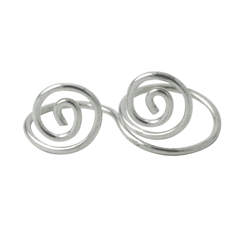 Modern Swirl Sterling Silver Double Finger Ring