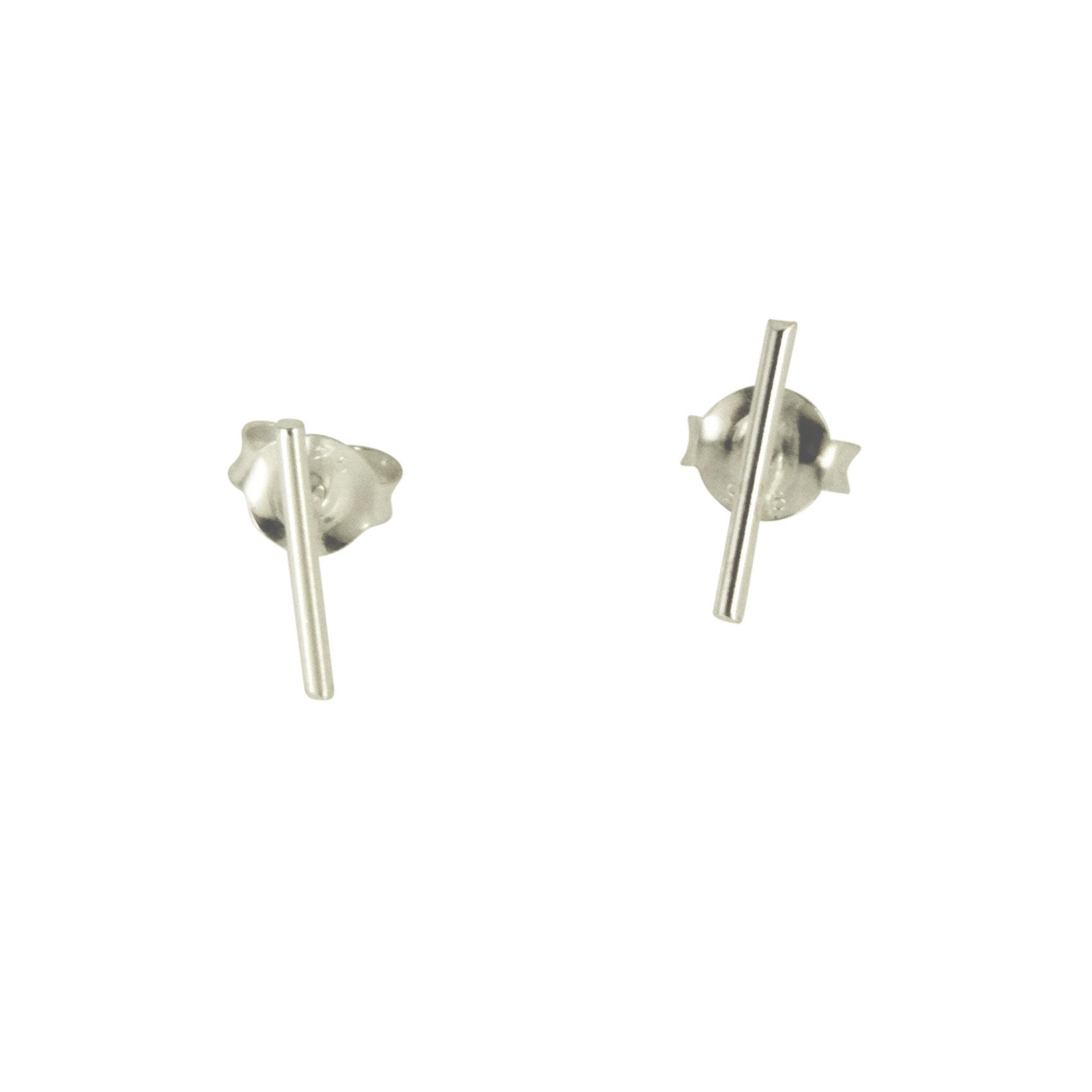 Sterling Silver Thin Bar Stud Earrings