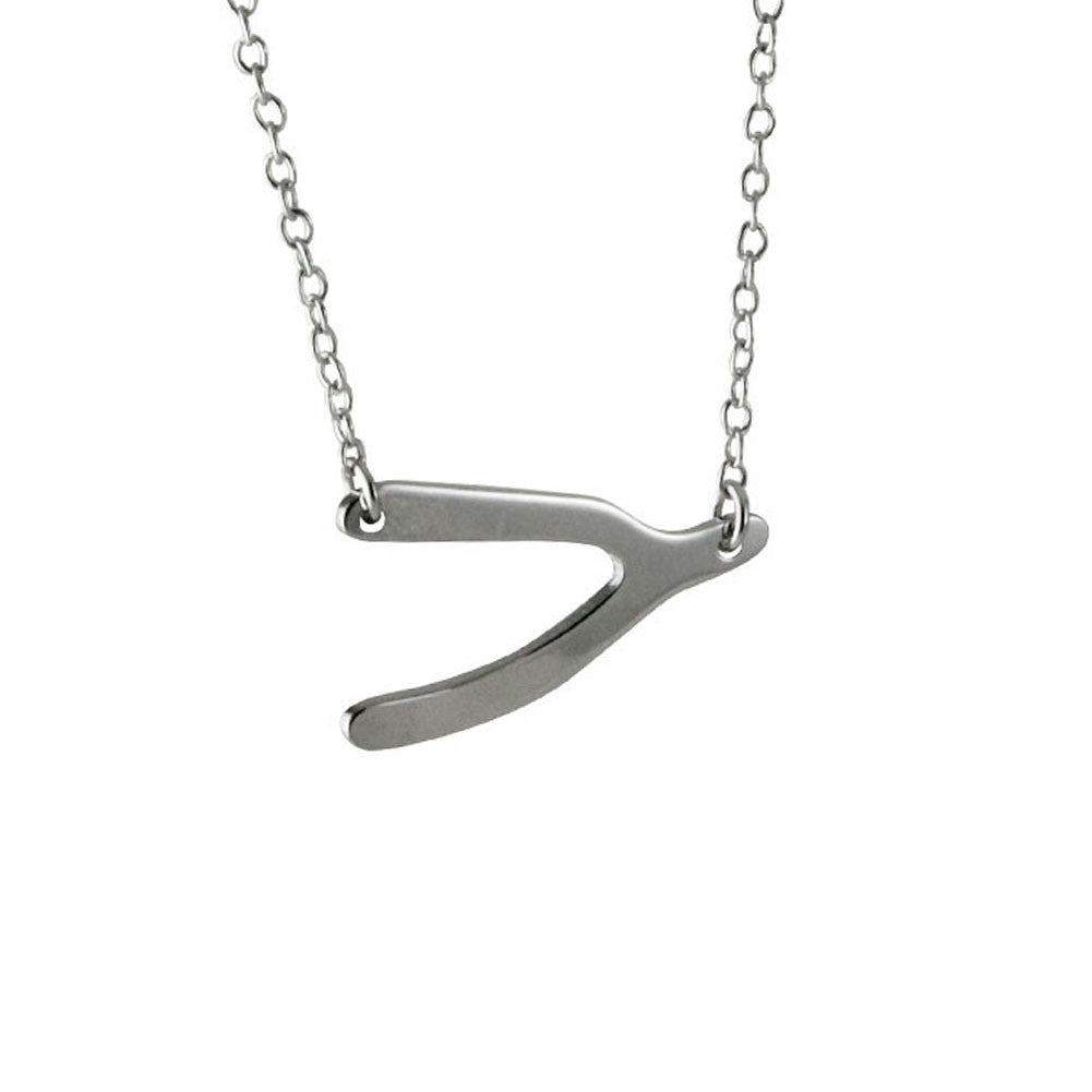 Sterling Silver Sideways Wishbone Necklace