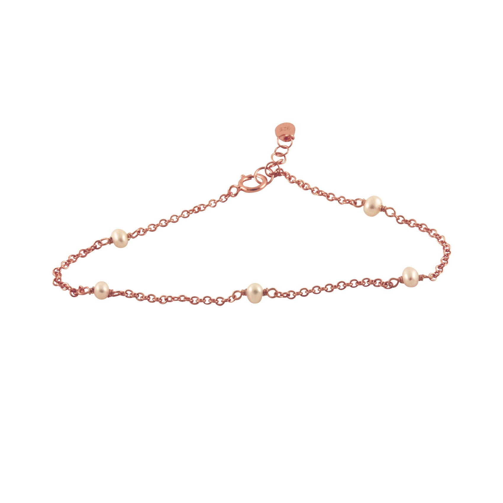 Sterling Silver Mini Pearl Chain Bracelet